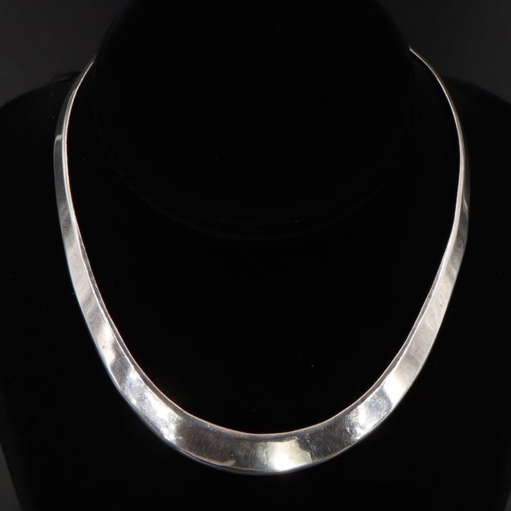 Sterling Silver Modern Bold Statement Necklace St… - image 1